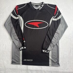 VTG Y2K AXO Motocross Long Sleeve Pullover Jersey Black Men's Large